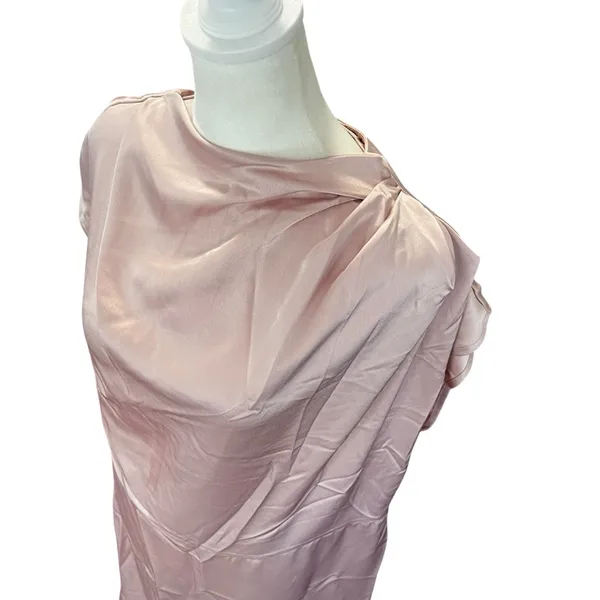 Fehaute XXL Pink Satin Midi Dress | Elegant Cowl Neck Sleeveless - Image 5