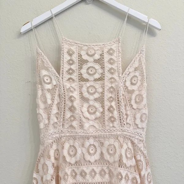 Free‎ People "Just Like Honey" ivory lace Mini dress Size 8 Boho Feminine - Image 5