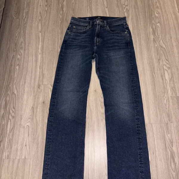 7 For All Mankind Jeans Dark Denim Straight Jeans - Image 3