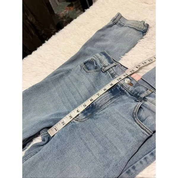 Revice Denim Farrah Super High Rise Jeans Button Hem in Blue Size 28 - Image 6