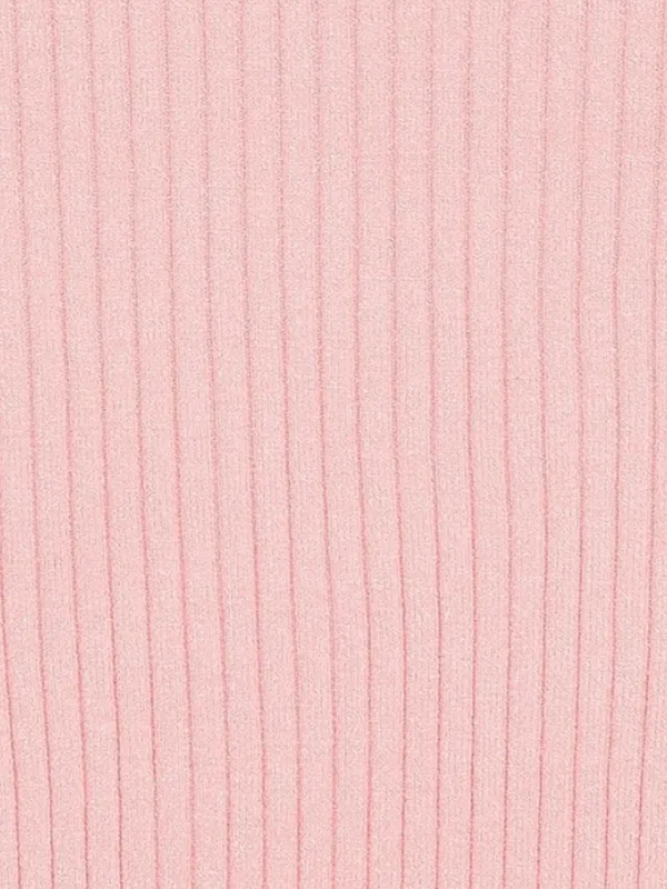 Alice + Olivia Brooklynne Turtleneck Fitted Rib Dress in Blush Pink M - Image 4