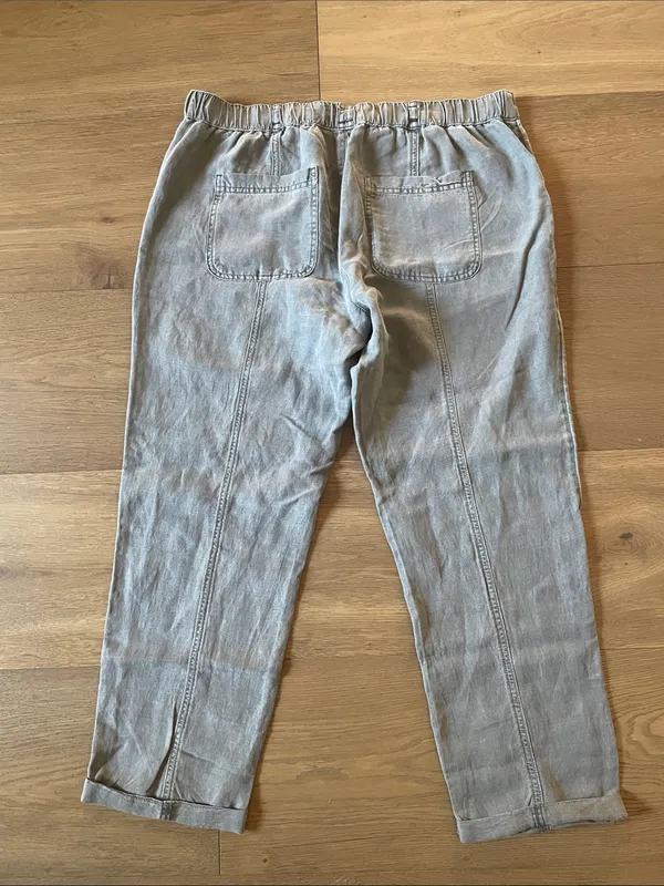 C&C California Linen Lyocell Cropped Pull On Pants Gray Size Large - Image 8