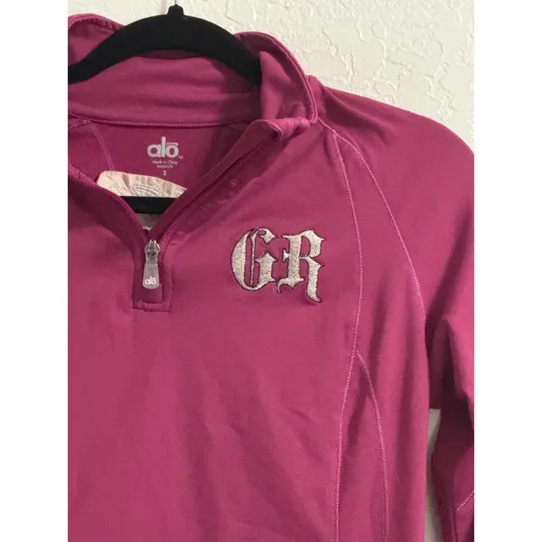 Alo Yoga Womens Magenta Good Ride Quarter Zip Pullover Long Sleeve Top Small - Image 3