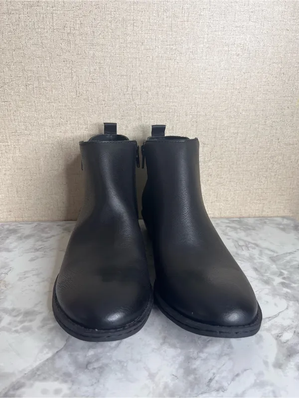 b. o. c. Womens Black Booties Side Zipper Block Heel Ankle Boots - Image 2