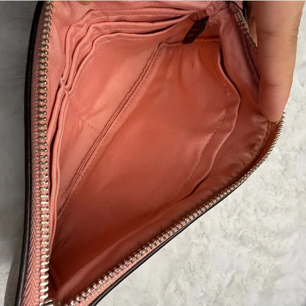 Coach Khaki Pink Coated Canvas Signature Wristlet - Image 3