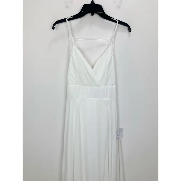 Lulus Romantic Inspiration White Sleeveless Faux Wrap Maxi Dress Wedding M NWT - Image 7
