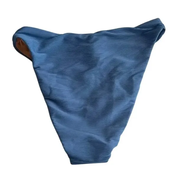 NWT J. Crew 80s Ribbed High Rise High Leg Cheeky Bikini Swim Bottom XS Blue - Image 11