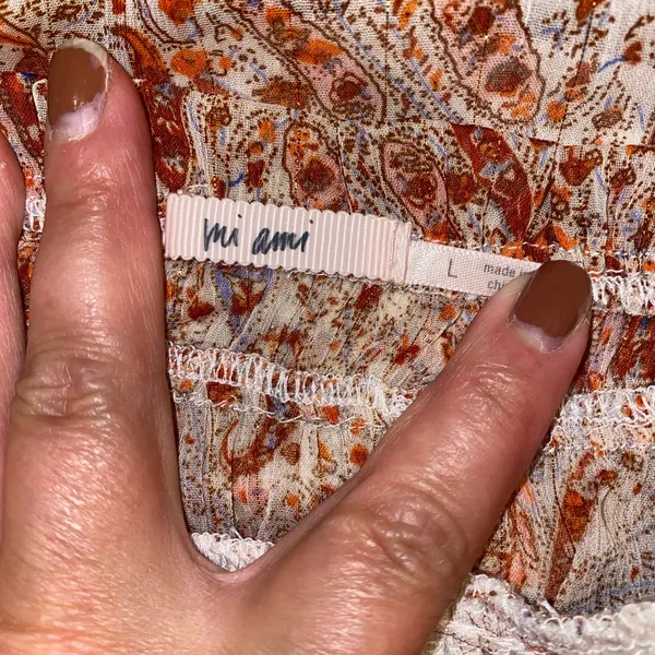 Mi Ami Francesca’s Collection Paisley Print Boho Blouse Size Large Orange - Image 7
