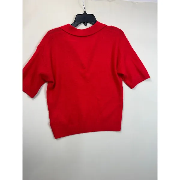 Naadam Cloud Red Cashmere Short Sleeve Polo Medium - Image 6