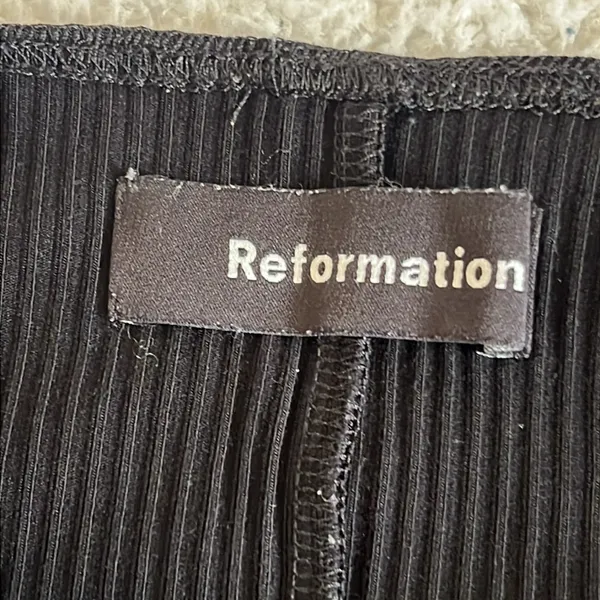 Reformation Ribbed Knit‎ Wide-Leg Jumpsuit Black XS - Image 11