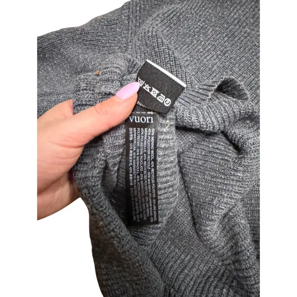 Vuori Womens Merino Wool Blend Mock Neck Ribbed Sweater Charcoal Gray Small - Image 5