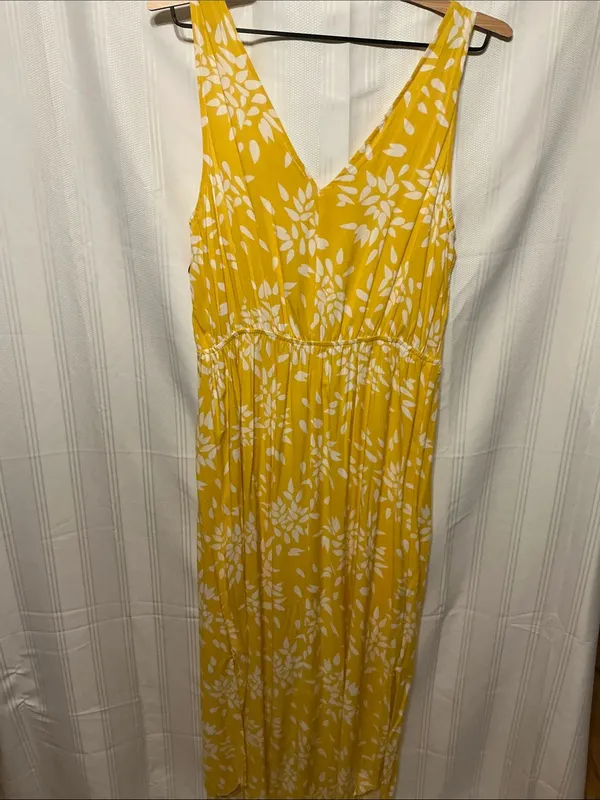 a new day Yellow Floral V-Neck Maxi Dress with White Print - Image 5