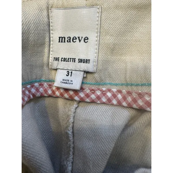 Maeve The Colette Shorts Linen Blend Utility Shorts Women's Size 31 Ivory Cream - Image 3