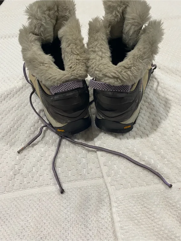 Vibram Beige and Brown Faux-Fur Trim Hiking Boots - Image 6
