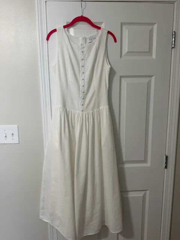 Petal and Pup White Drop Waist Midi Dress - Image 5