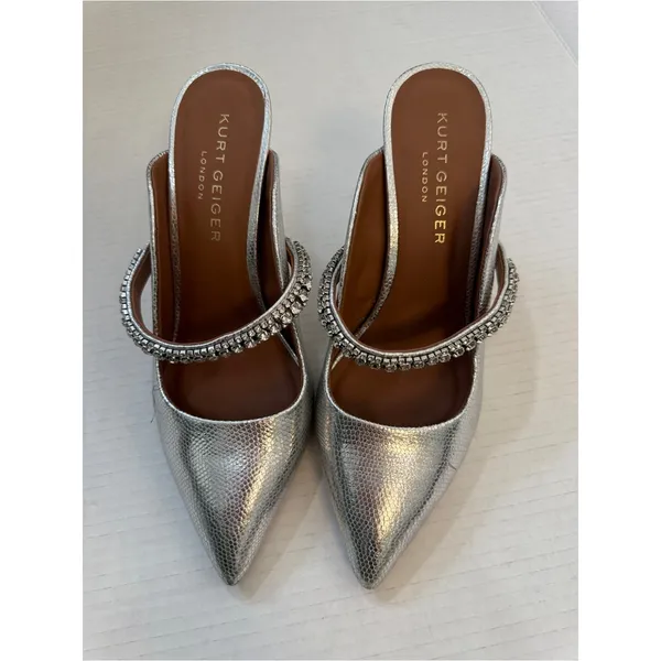 Kurt Geiger London Silver Rhinestone Studded Stiletto Heels Womens 9 Glam Formal - Image 9