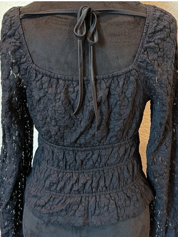 Black Lace Peplum Long - Image 8