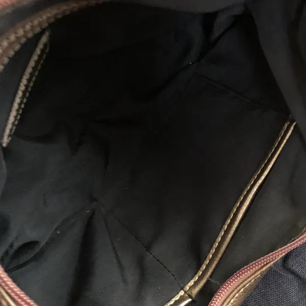 Y2K Brown Gold Metallic Leather Cargo Buckles Shoulder Hobo Hand Bag Purse Satchel Top Handle O-Ring Silver Accents #Grunge #Cyber #Goth #Punk #Acubi Vintage Mcbling Preppy Measurement in pics Great condition - Image 5