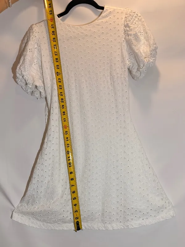 Free People Apricot Rose Sky Blue Puff Sleeve Ruffle Mini Dress Size XS - Image 4