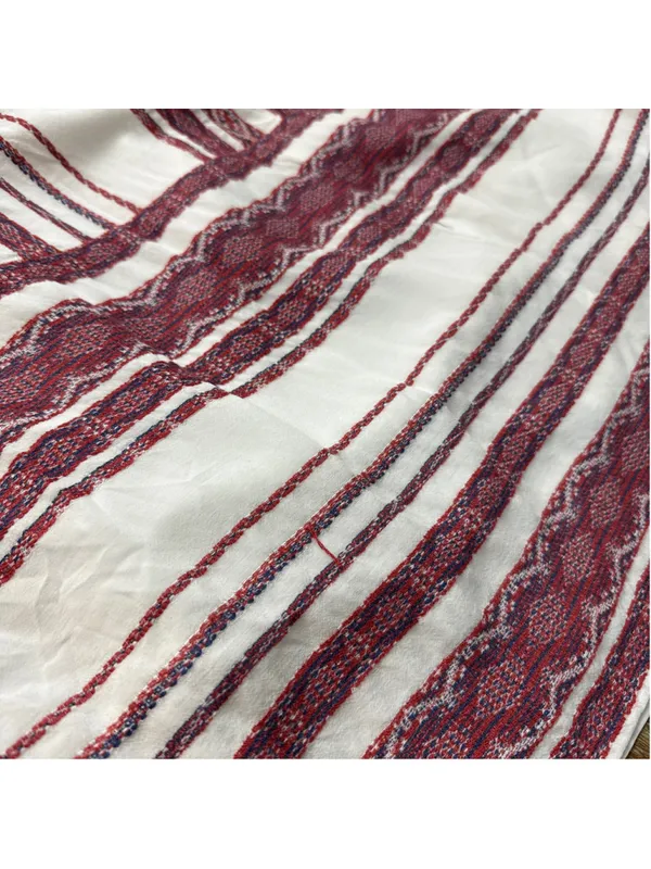Maggy London Womens Size 6 Maxi Dress White Burgundy Stripe Embroidered Sundress - Image 14