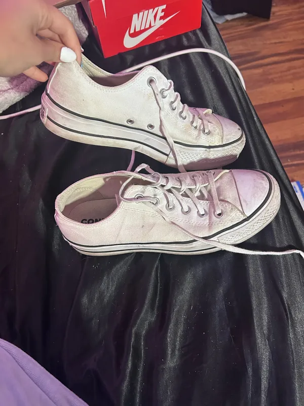White Low-Top Platform Converse - Image 3