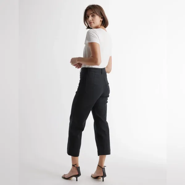 NWT Quince Organic Stretch Cotton Twill Wide-Leg Crop Pants, Size 31" - Image 2
