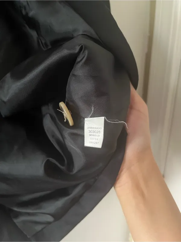 Vintage Y2K Gap Black 100% Cotton Trench Coat Large Button Up Minimalist Outdoor - Image 4