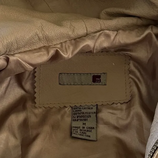 Vintage Y2K Buckle Tan Leather Hooded Granola Girl Moto‎ Jacket Size M - Image 6