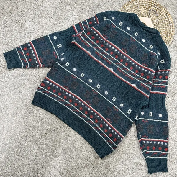 C&A Women’s Wool Blend Crewneck Sweater Grandpacore Cabin Multicolor Green L - Image 6