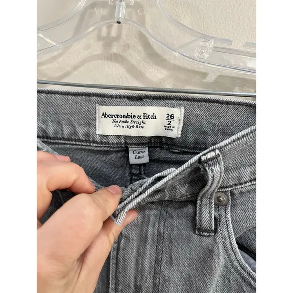 Abercrombie Curve Love Ultra High Rise Ankle‎ Straight Jeans Gray 26/2 - Image 5