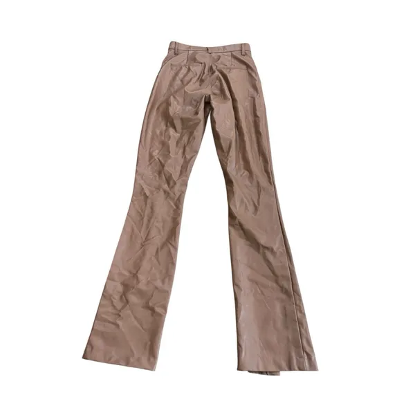 Abercrombie Faux Leather Pants Camel Brown Ultra High Rise Split Hem 4 27 - Image 3