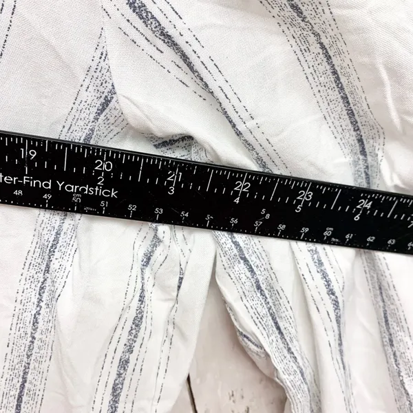 Grand & Greene Striped Tie Front Button Down‎ Women L Ivory Black Rayon RP066631 - Image 6