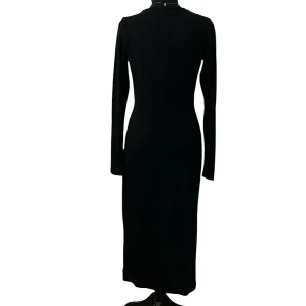 Good American Black Long sleeve Stretchy Mild Wrap Dress(Size 2/Medium) - Image 4