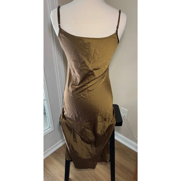 House of Harlow Bronze Brown Midi Autumn Wedding Guest Dress Size Small Slip - Image 2