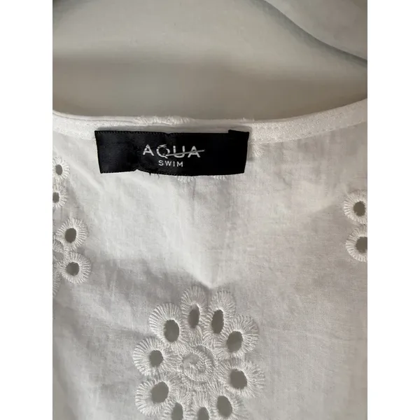 Aqua Eyelet Sleeveless Swim Coverup White Sz M NEW - Image 5