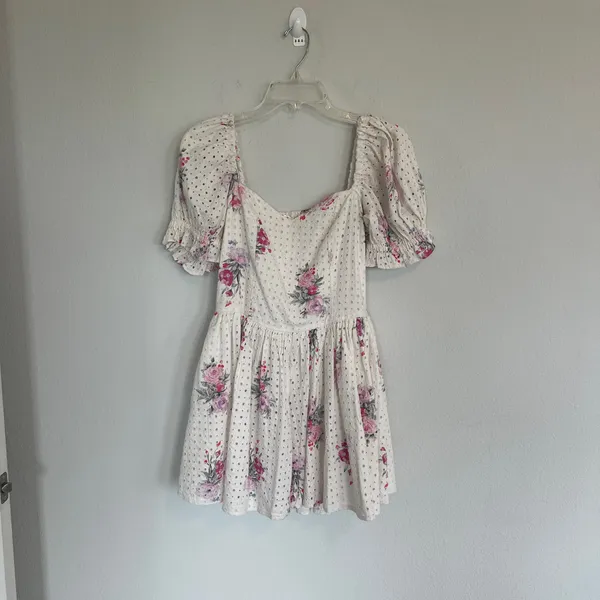 Love Shack Fancy Altima Floral Eyelet Mini Dress Size Medium - Image 4