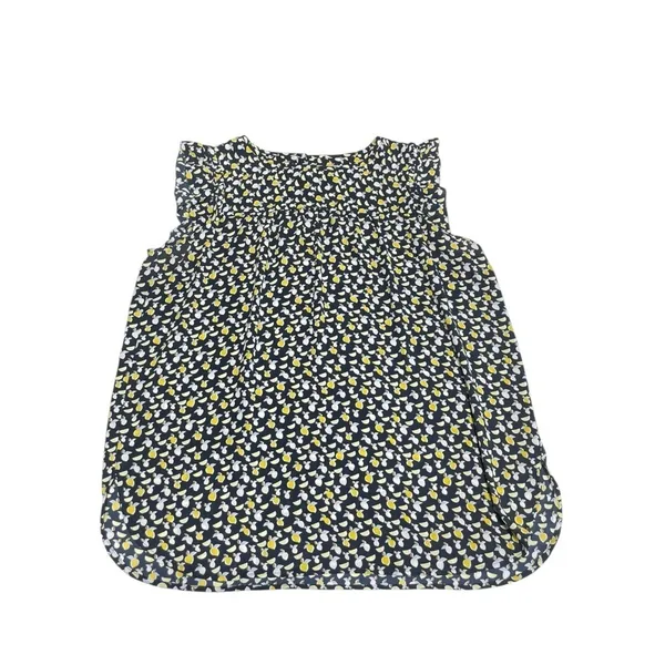 LOFT Women's Black, White, Yellow Lemon Print Flutter Cap sleeve top--Sz Med - Image 7