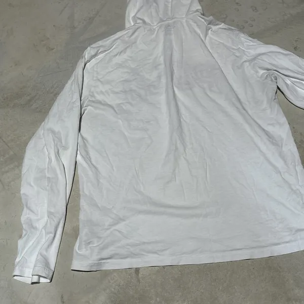 Polo Ralph Lauren Women's White Pullover Hoodie Big POLO Patch SZ L Lightweight - Image 12