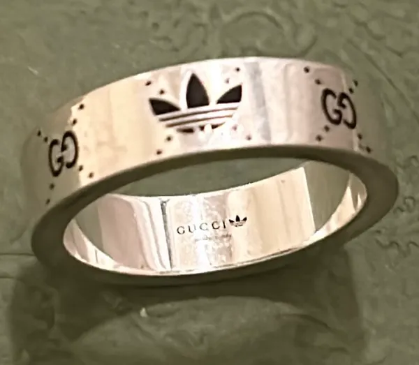 Gucci x Adidas Engraved Interlocking G Ring Ag 925 - Image 5