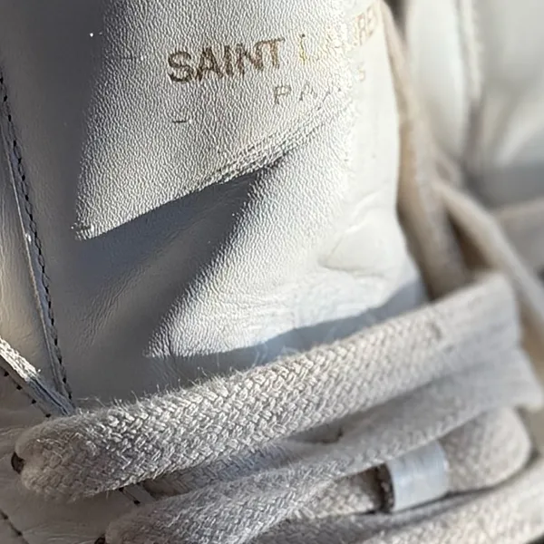 SAINT LAURENT Women's White Leather Hi Top Sneakers Size 38.5 - Image 15