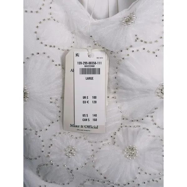 NWT Abercrombie Beaded Pearl Floral Mini Dress Size L White Bridal Event Party - Image 6