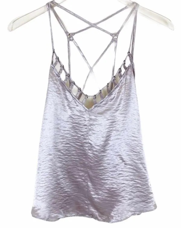 XS Silver Haze V-Neck Strappy Camisole Tank Top - Image 3