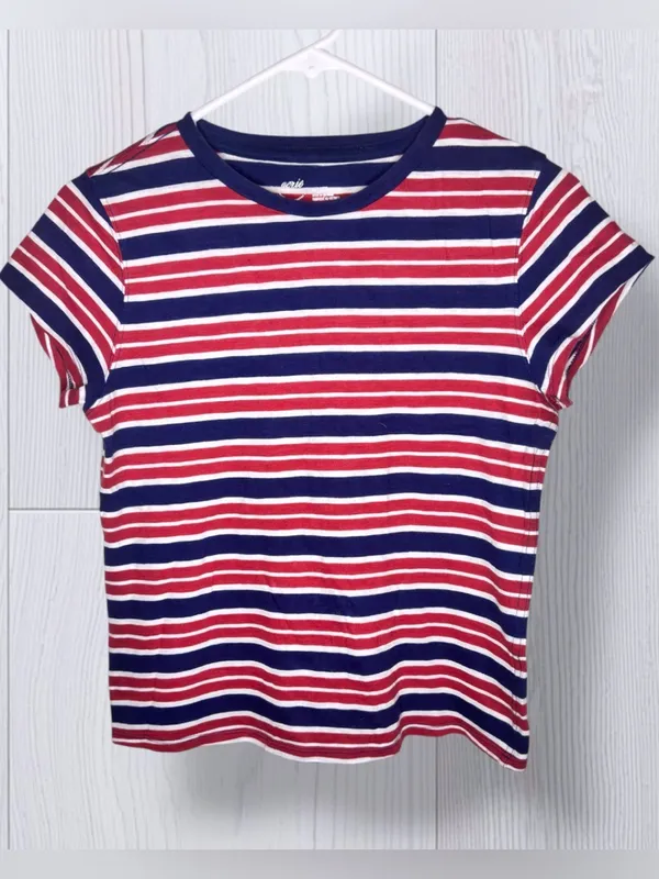 AERIE Classic Striped Short Sleeve Baby Tee | Red Navy & White - Image 3
