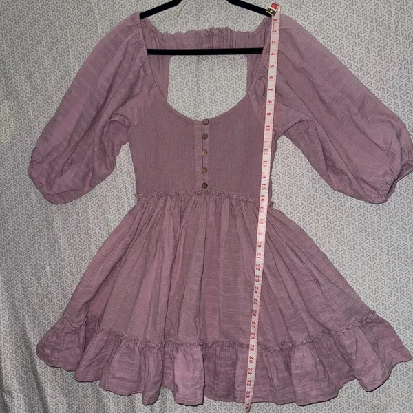 Free People Violet Smocked Square Neck Puff Sleeve Mini Dress‎ Size S - Image 8
