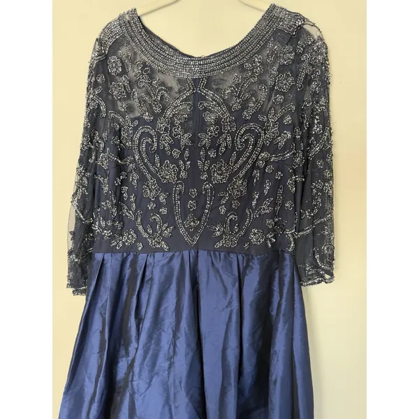 Pisarro Nights Beaded Illusion Neck Taffeta Cocktail Dress 14 Missing Belt NEW - Image 15