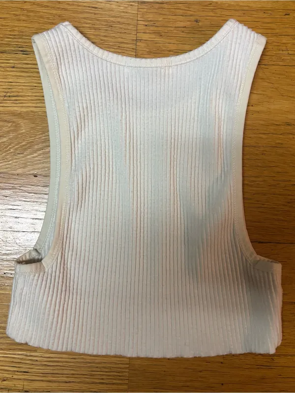 12th Tribe Ivory Ribbed Cropped Preppy Outdoor Gorpcore Luxury Soft Girl Tank M - Image 2
