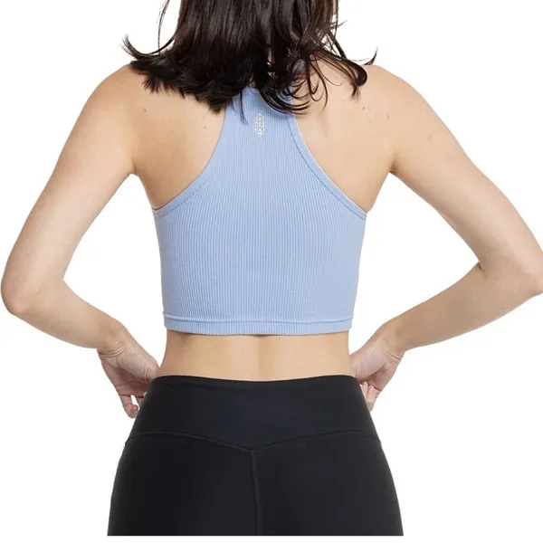 Free People Movement Happiness Runs Crop Ribbed High-Neck Tank Top - Light Blue - Image 2