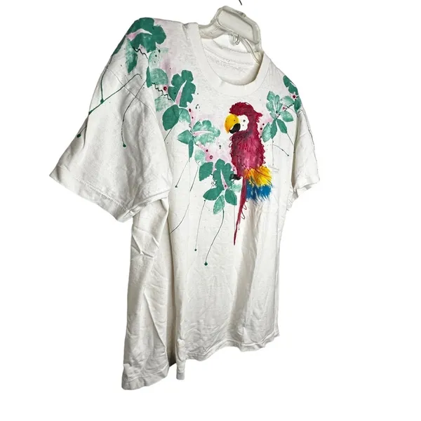 Vintage Hand Painted Parrot Renee Womack‎ T-Shirt - Image 3