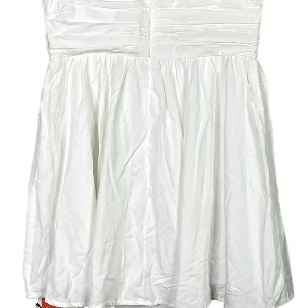 NWT Cider Linen Blend Ruched Ruffle Square Neck Mini Dress Zip Back Large White - Image 7