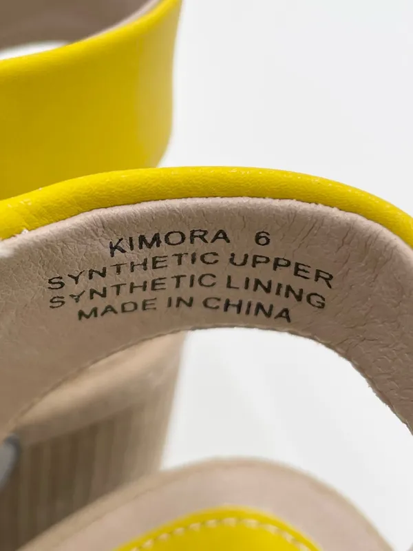 NEW Good Choice Kimora Sandal Heels Size 6 Bright Yellow Faux Leather Bow Detail - Image 6